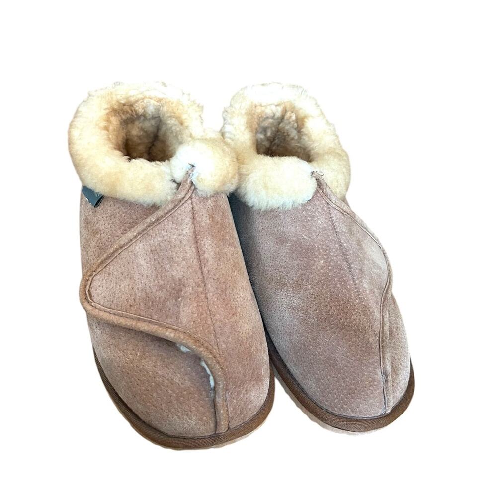 Size 11 (Mens 9) Cloud Nine Adjustable Wrap Sheepskin Slipper Brown Unisex